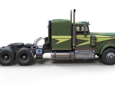 Kenworth W900A sleeper semitruck Low-poly 3D model
