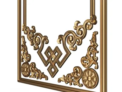 Boiserie Carved Decoration Panel 03 Low-poly 3D model