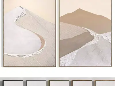 Plaster Two Photo Frame 406 Low-poly 3D model