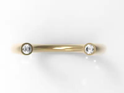 Open Ring with Two Round Stones Free 3D print model