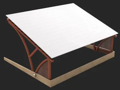 Wooden Car Parking Shed 01 All PBR Unity UE Textures Low-poly 3D model