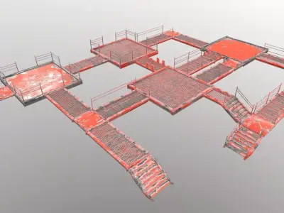 Stair Set of cages Low-poly 3D model