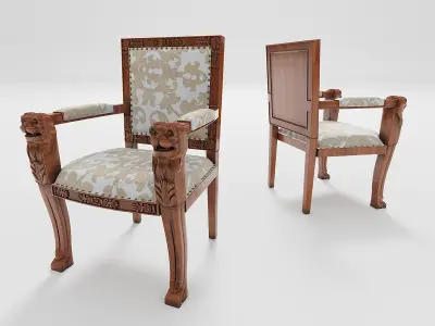 table and chair w lion 3D model
