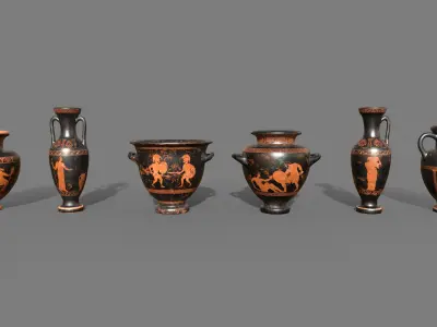 Antique Greek vases Low-poly 3D model Low-poly 3D model