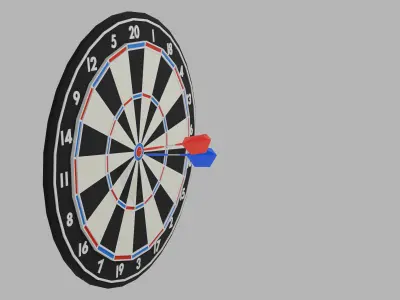 DartBoard and Darts Low-poly 3D model
