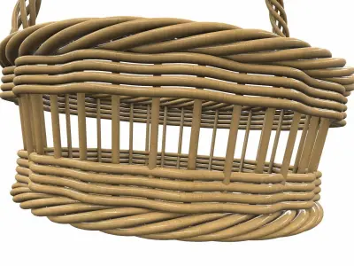 Wooden wicker basket 3 3D model
