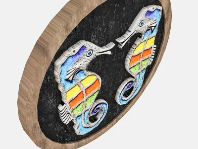 seahorse relief table 02 Low-poly 3D model