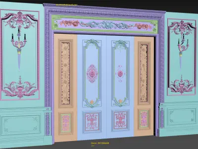 Classic Door Royal style gold plated 2 3D model