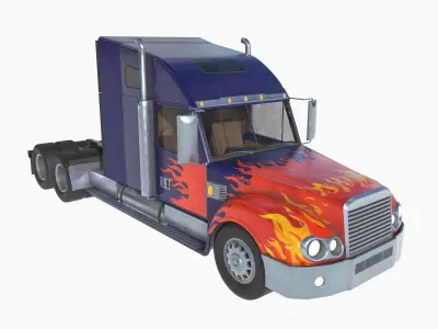 freightliner coronado with flame paint 3D model