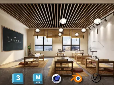 3D Kids Environment Collection - KINDERGARTEN - Classrooms Low-poly 3D model