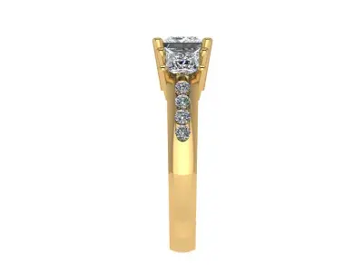 Ring117 three stone princess cut engagement ring gold 3D print model