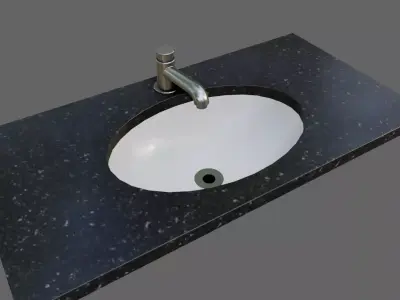 Faucet and Sink for Bathroom - Pia e Torneira Low-poly 3D model