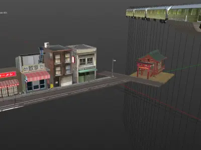 Tokyo Allyway 3D Scene with textures and animated 3D model
