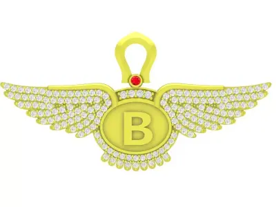 Luxury Letter B Winged Pave Pendant Jewelry 4235 3D print model