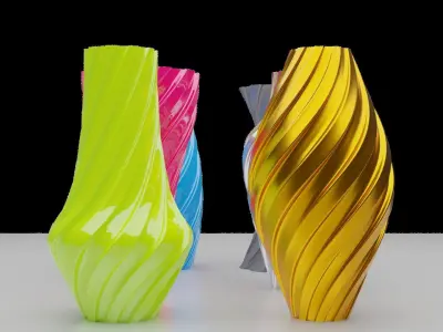 Twisted Wavy Six Vases 3D print model