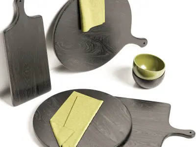 Tondo Ebonized Serving and Cutting Board 3D model