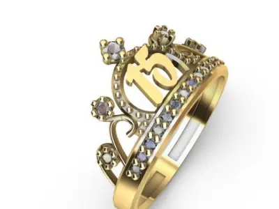 Anillo de 15 para dama-mujer -v- 3D print model