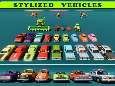 Stylized Cars Low-poly 3D model