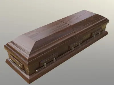 Casket Beech Wood- Unity - HDRP - UE4 Low-poly 3D model