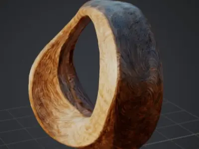 abstract shape carved out of wood 3D model