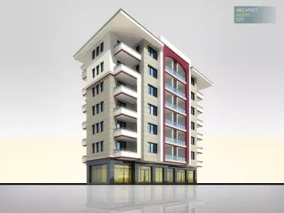 New Apartment Architectural 3d Model with Render Scene Low-poly 3D model