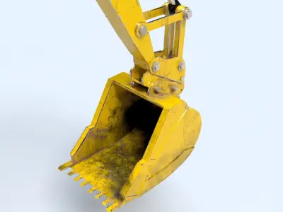 Rigged Hydraulic Excavator - Digger Low-poly 3D model