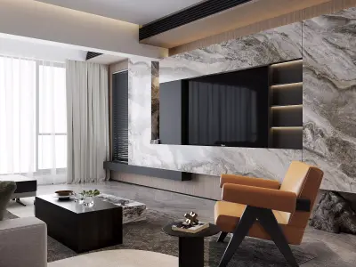 Modern living room dining room interior scenes 329 3D model