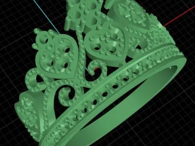 Crown ring with diamonds 3D print model