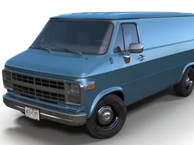 1980s generic industrial van Low-poly 3D model