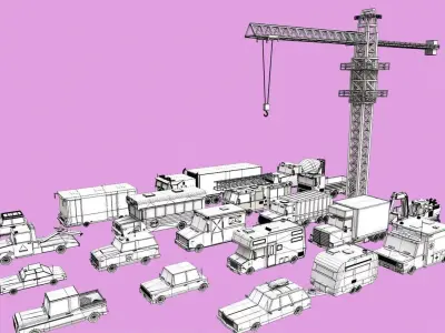 Lowpoly Cars City Pack Low-poly 3D model