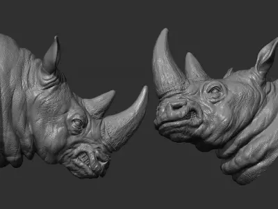 Rhinoceros grin head 3D print model