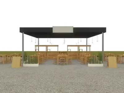 tent cafe tenda Free low-poly 3D model