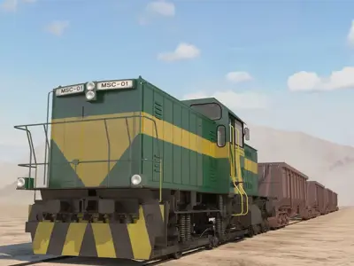 Train with hopper car 3D model