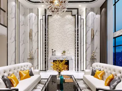 Luxury living room interior 3D model