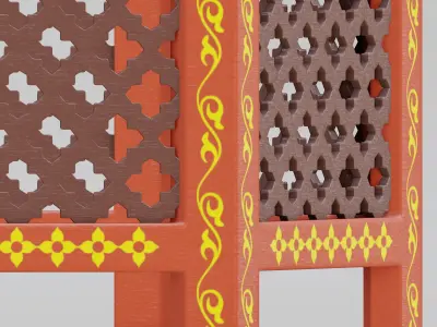 Hexagonal ornate Moroccan table 04 3D model