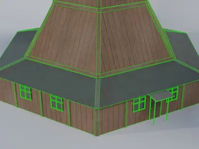 wooden lighthouse with a metal upper floor 3D model