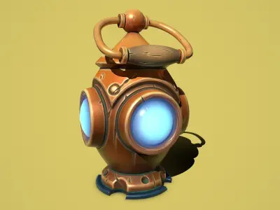 Fantasy bronze lamp Low-poly 3D model