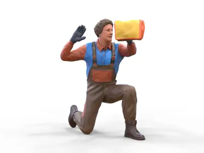 N7 Car Wash Worker with cleaning cloth 3D print model