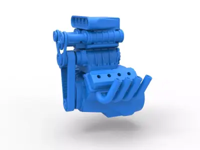 Engine V8 with triple supercharger Version 2 Scale 1 to 25 3D print model