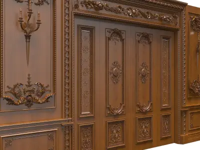 Classic Door Royal style gold plated 2 3D model