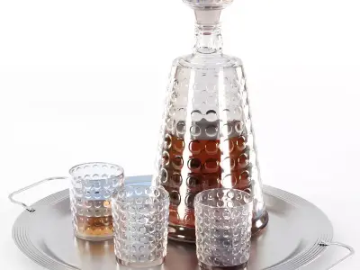 Whiskey decanter with glasses v02  3D model