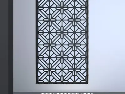 3d screen window with decorative pattern Low-poly 3D model
