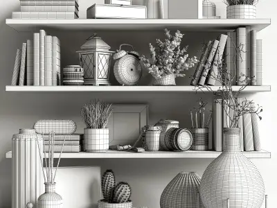 Decorative set shelves 2 3D model