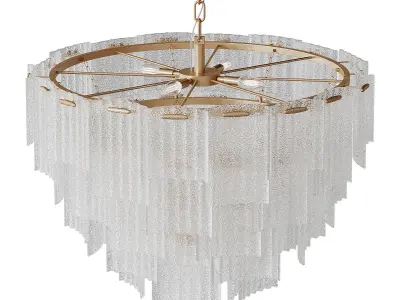 Round pendant chandelier made of ribbed glass light 3D model
