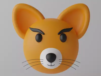 Cartoon Cute Fox Head 3D model
