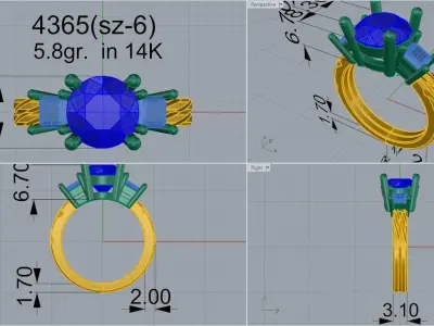 Round Cut Basket Setting Ring 4365 3D print model