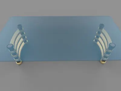 table dining with brass legs and glass top Low-poly 3D model