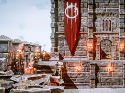 Castle Ruins Props Asset Low-poly 3D model