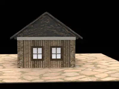 Low Poly House 3D Model Game Ready PBR Asset Unity Unreal Low-poly 3D model