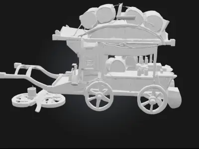 Rustic Travelers Wagon  The Mobile Hearth of Wandering Souls 3D model